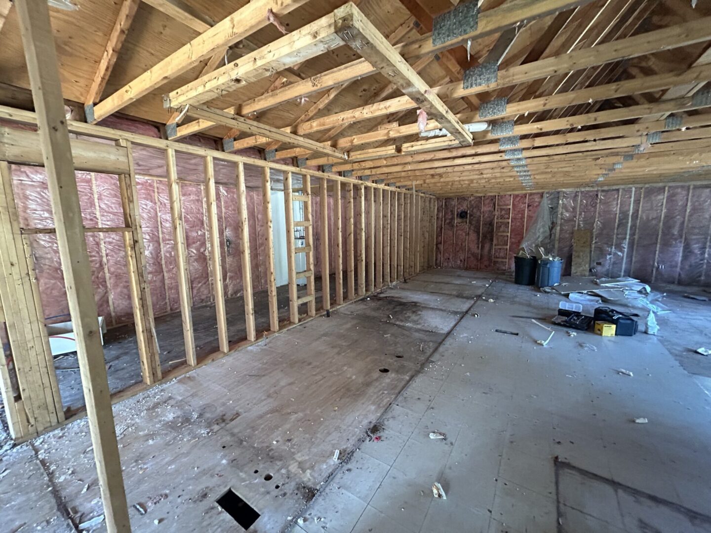 Room under construction with insulation visible