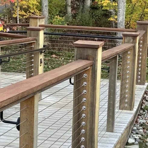 Outdoor deck with cable railing